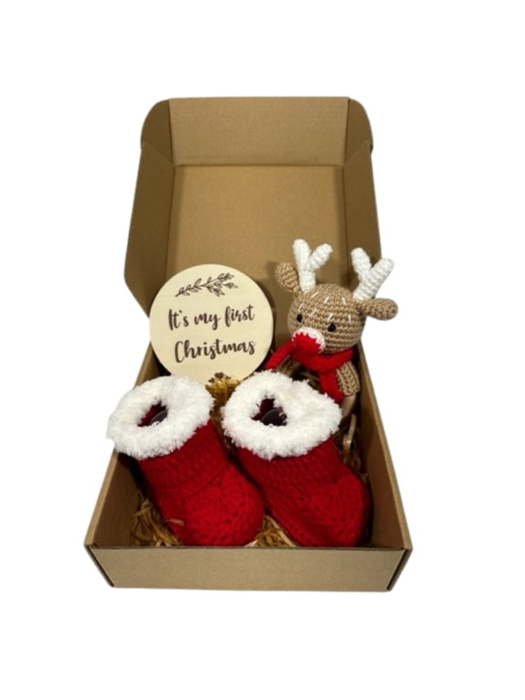 Baby's First Christmas Gift Set Box, Beautifully Handcrafted Keepsake for Newborn
