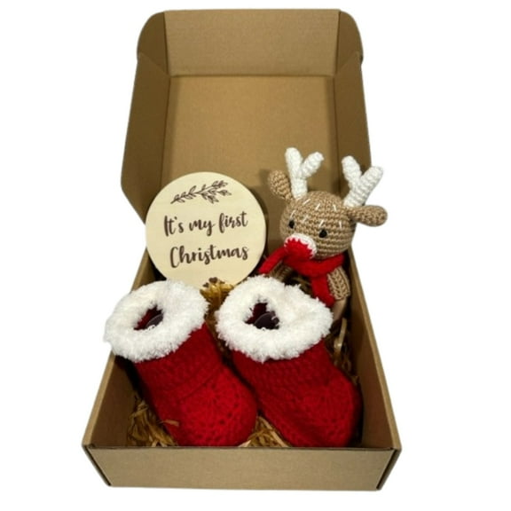 Baby's First Christmas Gift Set Box, Beautifully Handcrafted Keepsake for Newborn