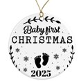 thumbnail image 1 of Baby's First Christmas Ornament 2025 - Baby Footprints & Snowflake Holiday Decor Ceramic Ornament - 3 Inch - String Included - ORNW0312, 1 of 5