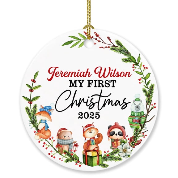 Baby's First Christmas Ornament, Personalized Baby 1st Xmas Ornament, Custom Name & Birthday Newborn New Baby Ornament Gift for New Parent New Dad New Mom, Baby First Christmas 2025 Ornament Gifts
