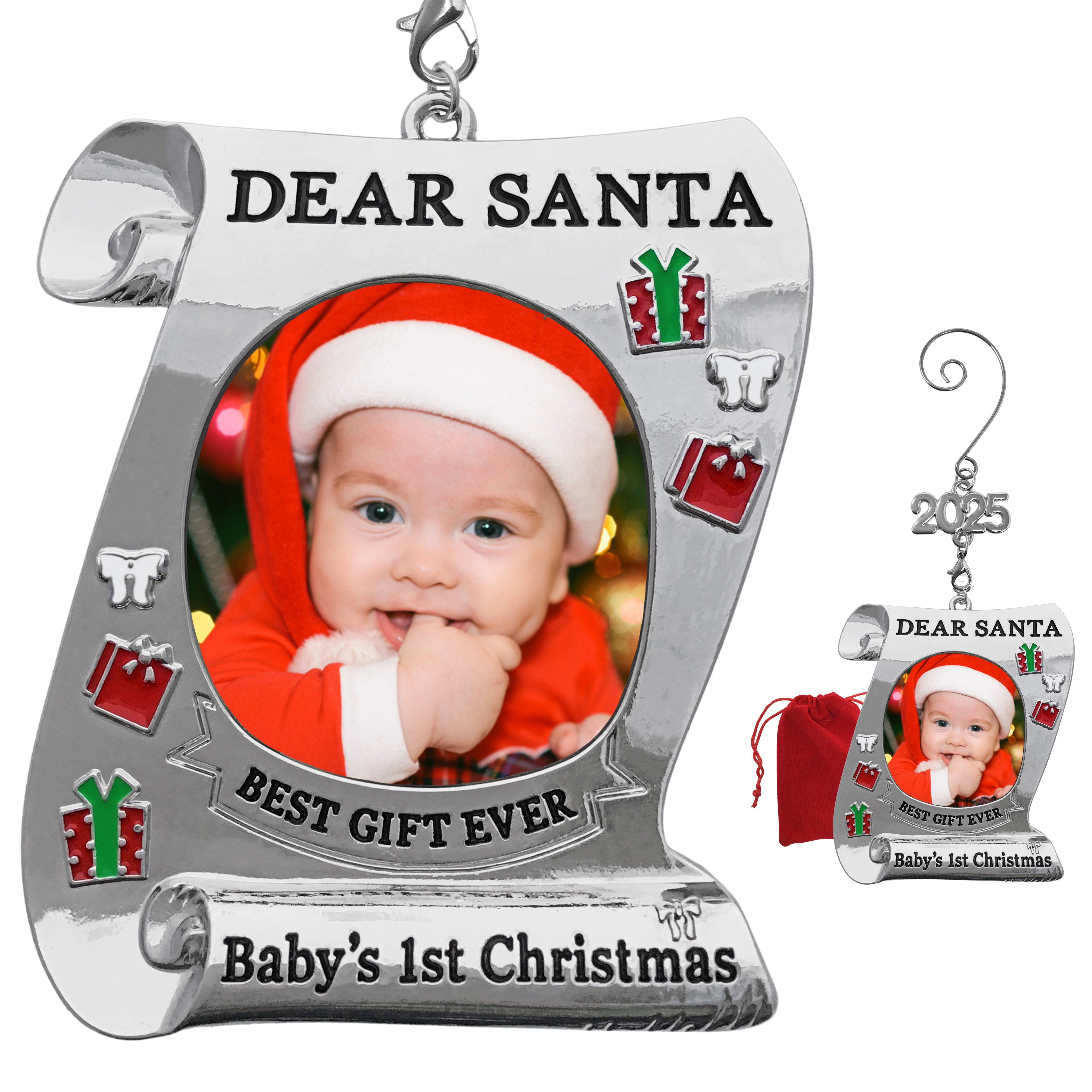 Baby's First Christmas Photo Ornament - 2025 Dated - Gift/Storage Bag Included - #2992