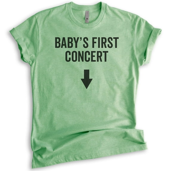 Baby's First Concert T-shirt, Unisex Women's Shirt, Pregnant Shirt, Concert Shirt, Pregnancy Shirt, Heather Apple Green, 3X-Large