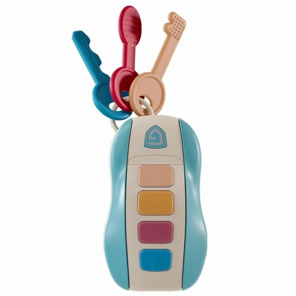 Baby's Music Car Key Teether Toy, Dental Toys with Music and Sound Effects, Chewable Keys for Teething Relief, Christmas Birthday Gift for Babies Toddlers,BLUE