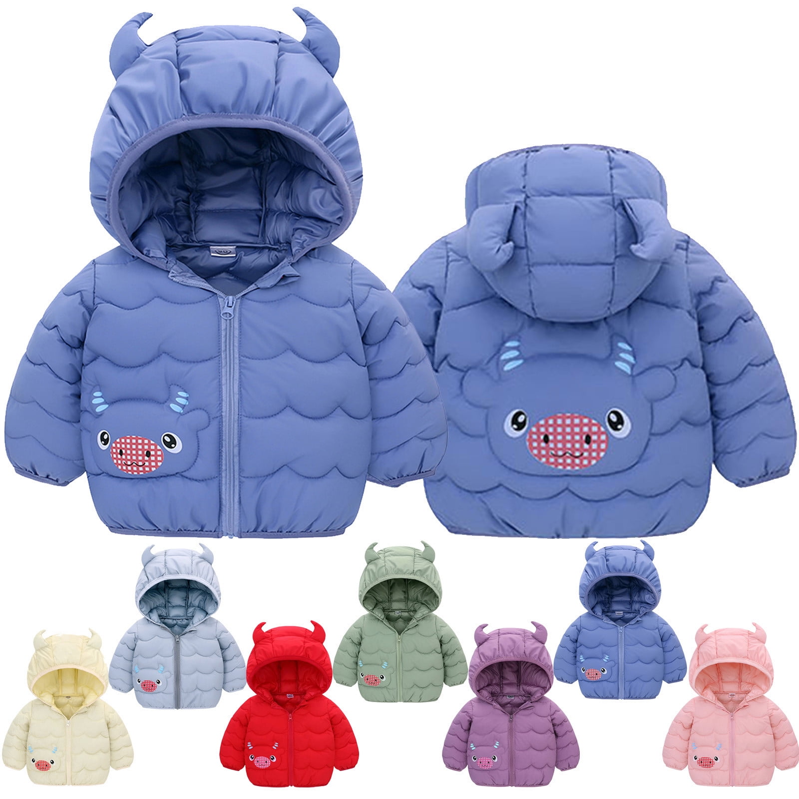 Baby's Puffer Jacket with Hood Cute Cotton Coats Winter Warm Outerwear