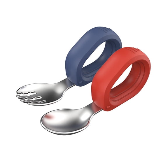 Baby self-feeding training spoon and fork-BPA-free-cute circle baby training tableware