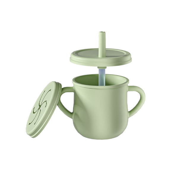 Baby silicone learning cup, two-ear cup, three-piece set, food-grade children's sippy cup, snack cup