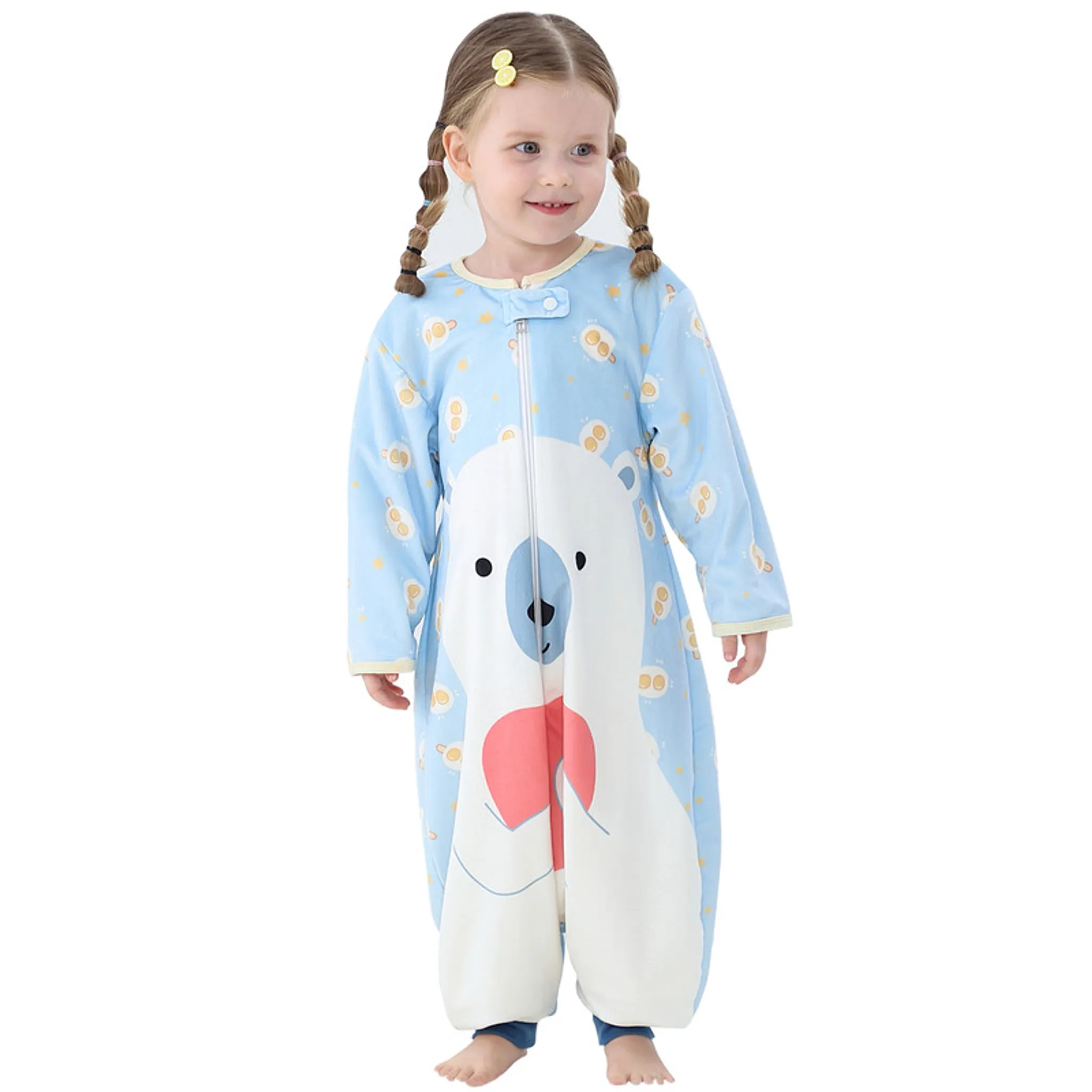 Baby sleeping bag with feet, sleeping bag with long sleeves 1-6 years Blue M