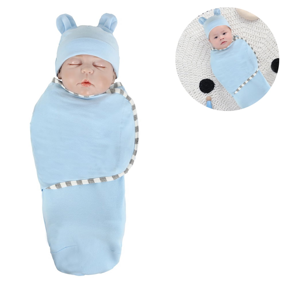 Baby swaddle with hat Newborn baby burp cloths made of comfortable