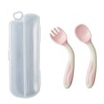 thumbnail image 1 of Baby tableware spoon Toddler infant child feeding training spoon easy to grip bendable softpink, 1 of 4