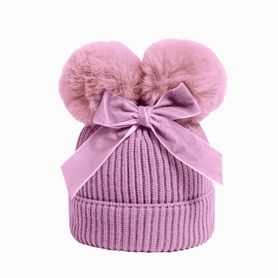 Baby to Toddler Boys Girls Beanie Winter Warm Hat Knit Cute Hat with Bow Hat For Kids 6-36 Months
