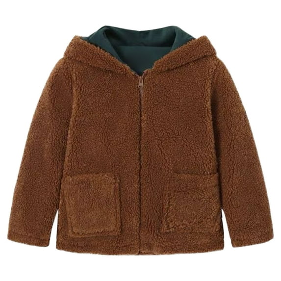 Baby toddler Fleece Long Sleeve Hooded Thicken Jacket Winter Warm Coat Unisex