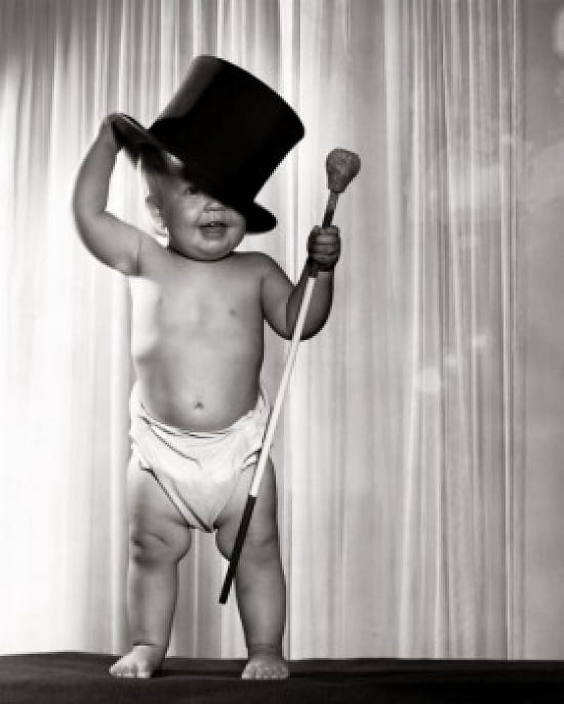 Baby wearing a top hat Canvas Art - (18 x 24)
