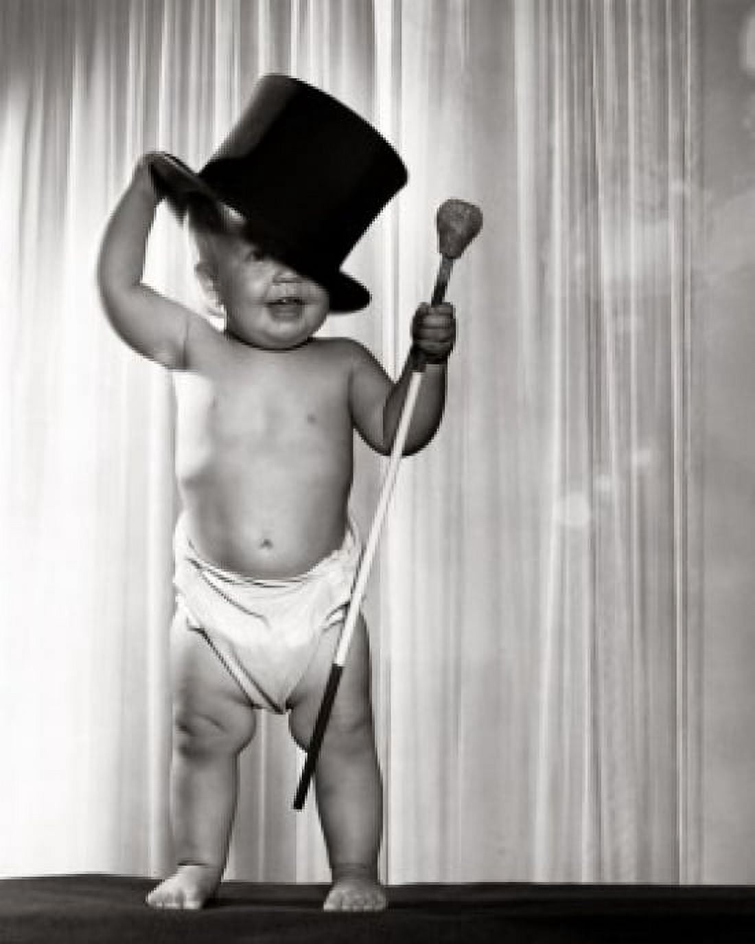 Baby wearing a top hat Canvas Art - (24 x 36)