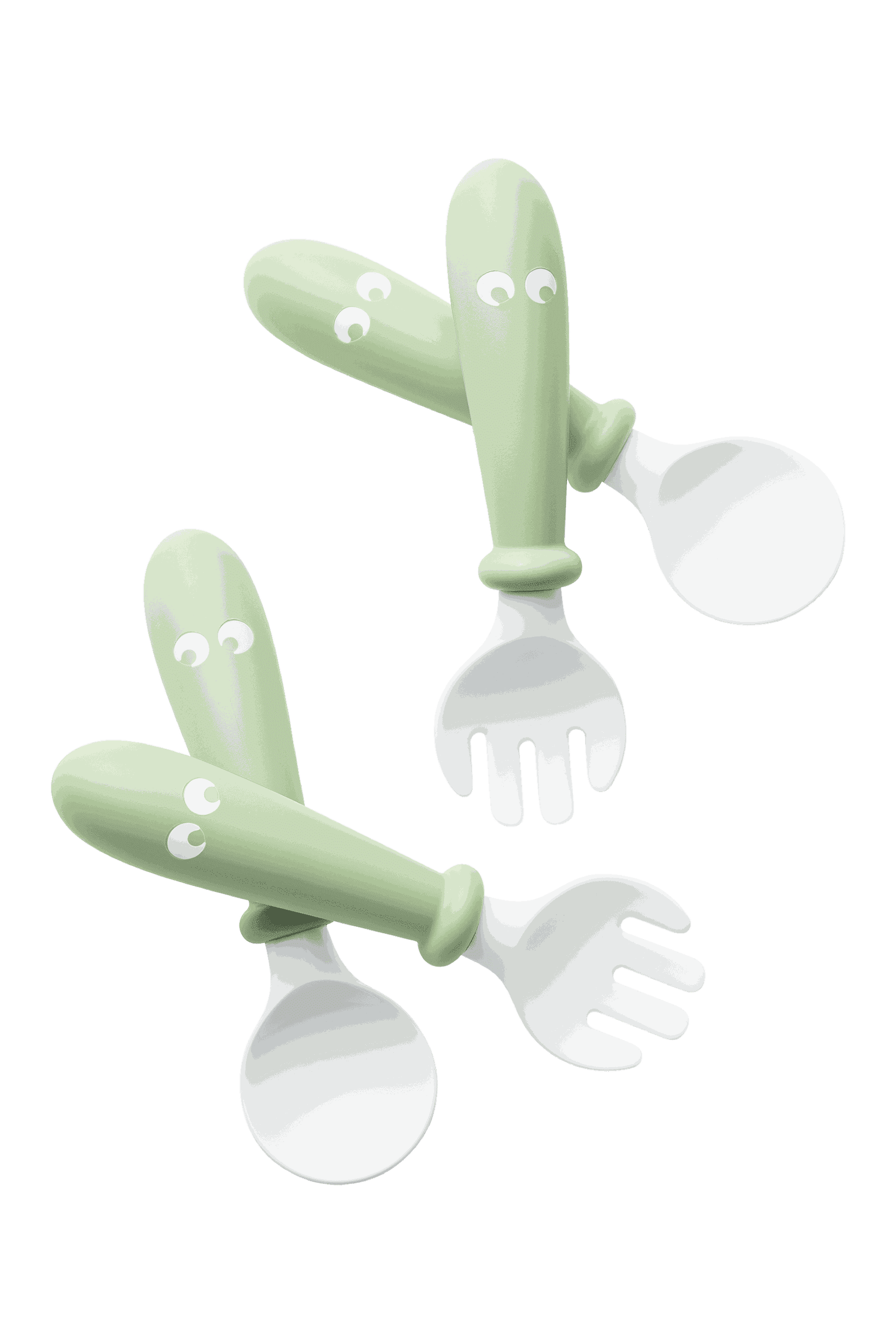 BabyBjorn 2-Piece Powder Green Flatware Set