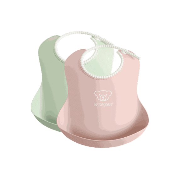 BabyBjorn Baby Bib 2-pack, Powder green/Powder pink