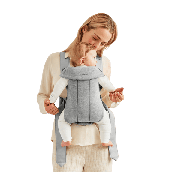 BabyBjorn Baby Carrier Mini, 3D Jersey, for Infant, 2-Position, Gray
