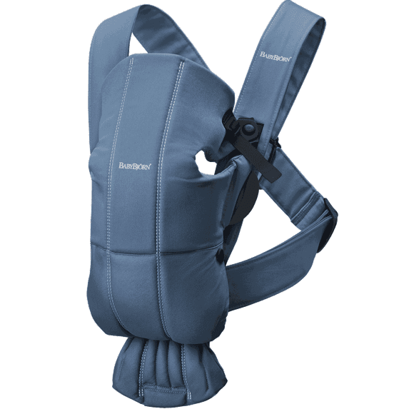 BabyBjorn Baby Carrier Mini, Woven, Vintage Indigo for Infant, Blue