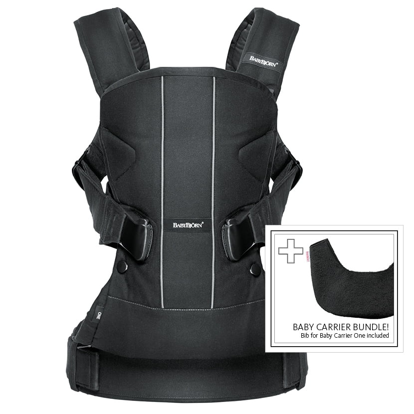 BabyBjorn Baby Carrier One Carrier & Bib Bundle Black Cotton Mix
