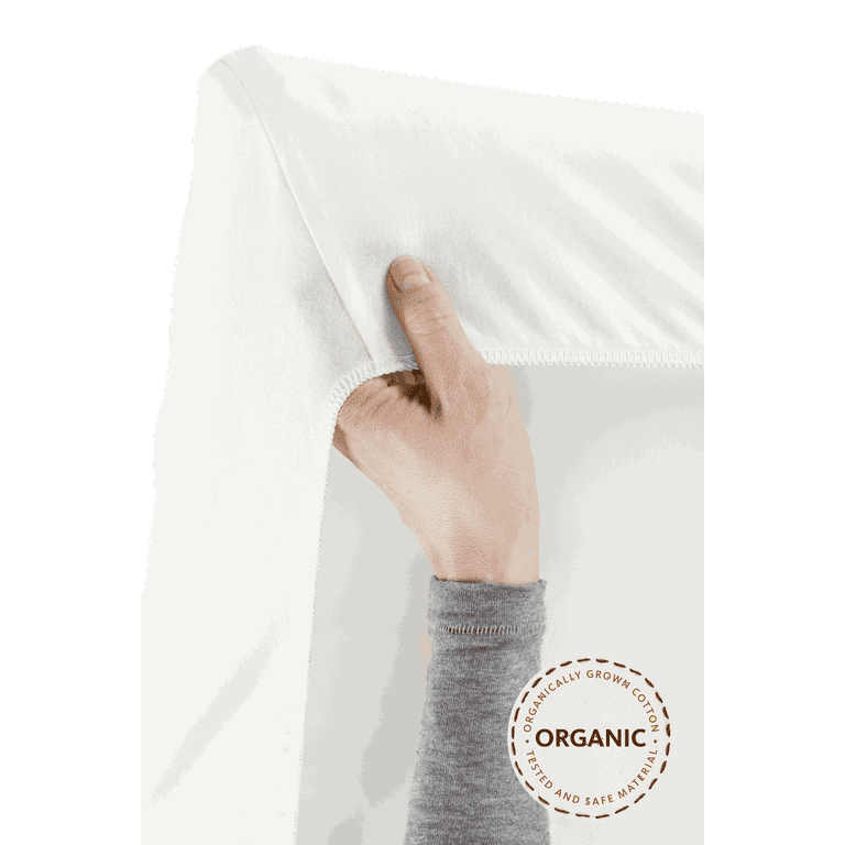BabyBjorn Fitted Sheet, Travel Crib Light, White, Cotton, Elastic