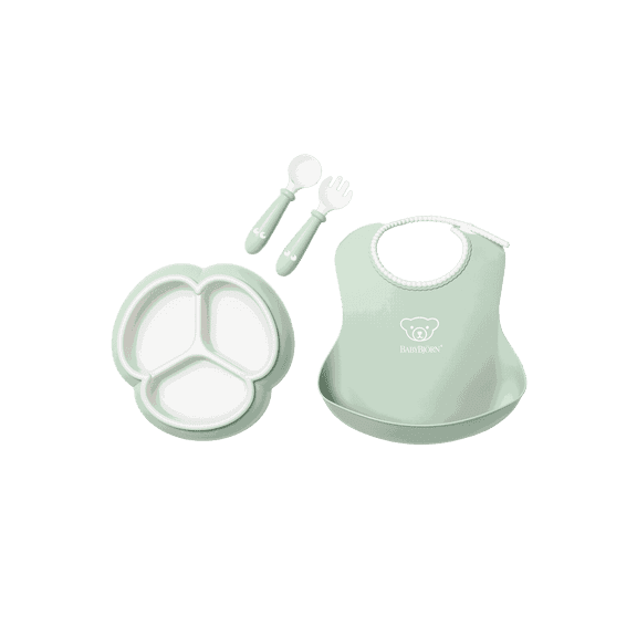 BabyBjorn 4-Piece Mealtime Set, Non-Slip, Green
