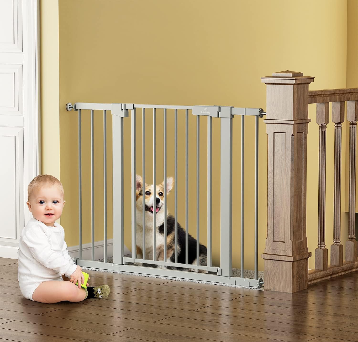Wall Nanny Mini Smallest Baby Gate Wall Protector efehegegecfdlkeincct Walls Doorways from Pet Gates Dog Gate Spindles Child Pressure Mounted Baby Gate for Stairs Wall Cup White 4