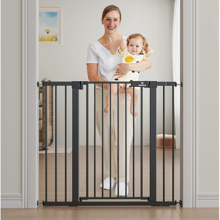 BabyBond 27 43 Easy Install Baby Gate for Stairs Extra Wide Baby Gates for Doorway Auto Close Safety Dog Gate with Extenders and Pressure Hardware Mounting Kit White Walmart