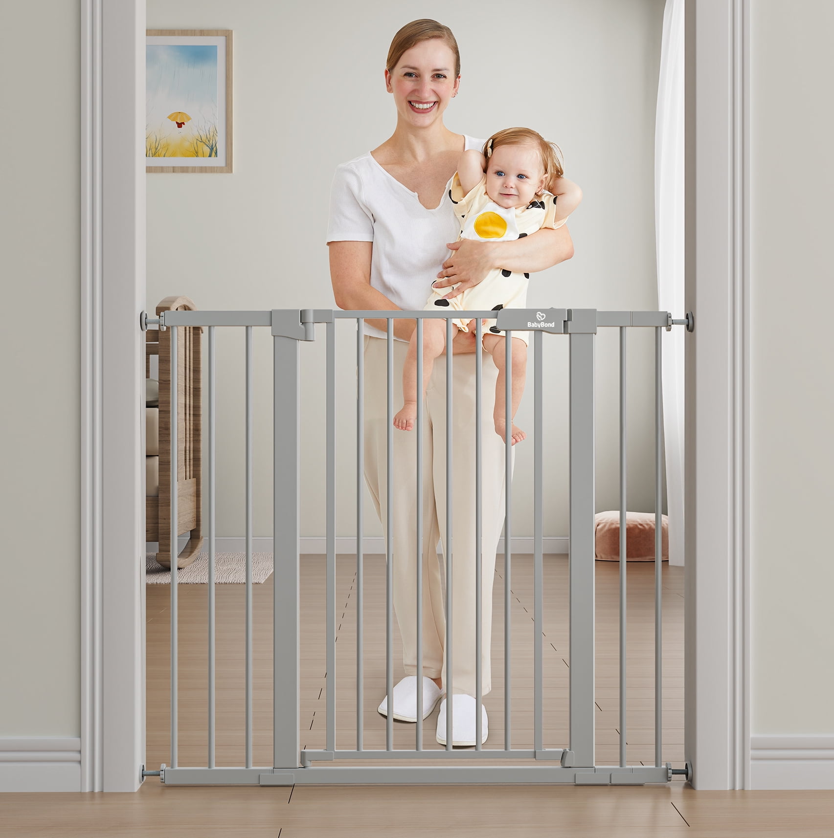 BabyBond 36" Extra Tall Dog Gates for Doorway and Stairs, Easy Step