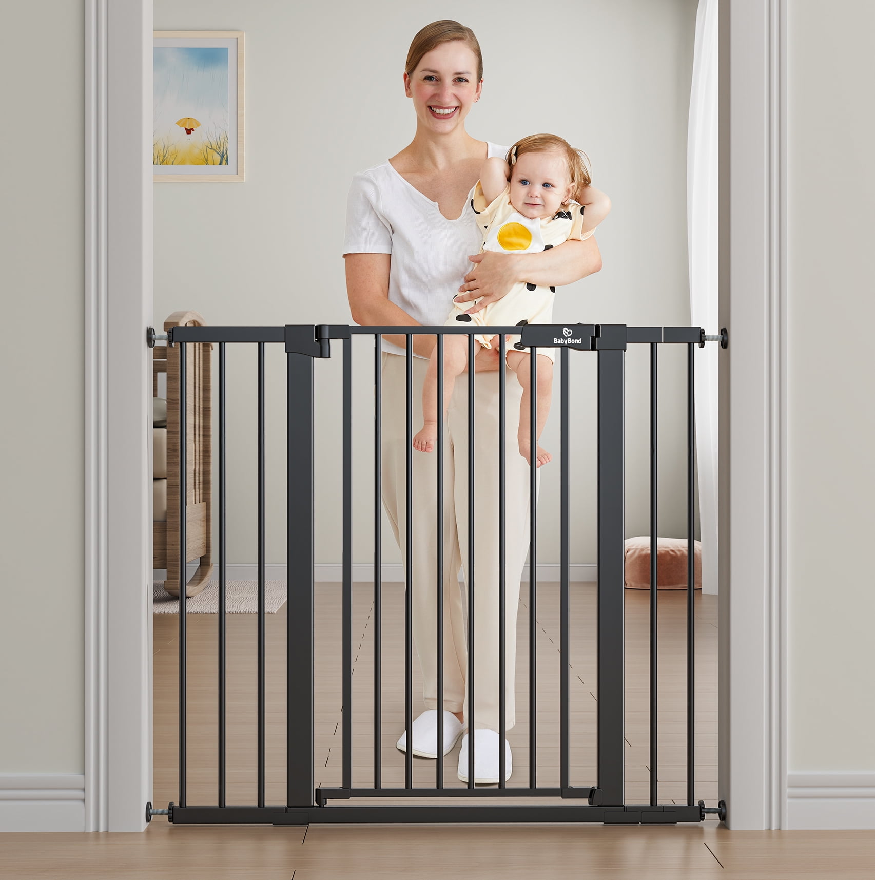 BabyBond 36" Extra Tall Dog Gates for Doorway and Stairs, Easy Step