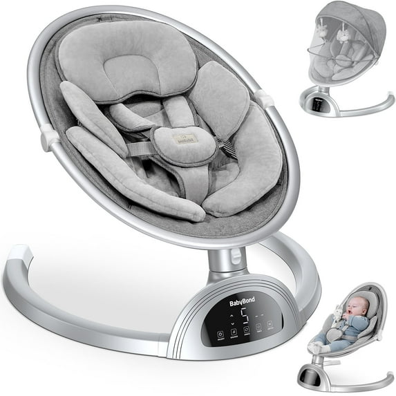 BabyBond Baby Swings for Infants, Bluetooth Portable Infant Swing-Silver
