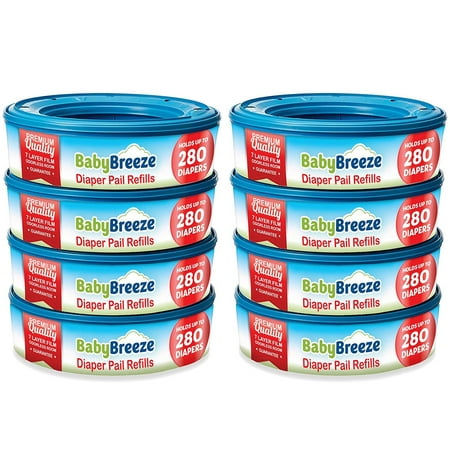 BabyBreeze Diaper Pail Refills Bags for Diaper Genie - 2240 Count 8-Pack