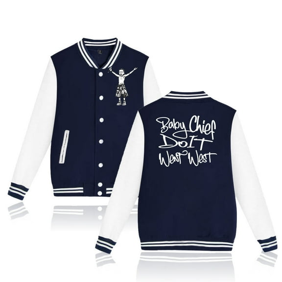 BabyChiefDoit WENT WEST Baseball Jacket Men's & Women's Varsity Style Ribbed Trim Coat
