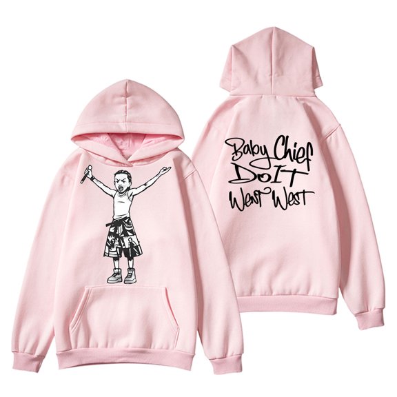 BabyChiefDoit WENT WEST Streetwear Hoodie Graphic Print Adjustable Drawstring Unisex Oversized Fit