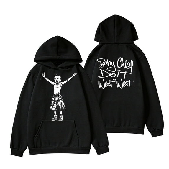 BabyChiefDoit WENT WEST Streetwear Hoodie Graphic Print Adjustable Drawstring Unisex Oversized Fit