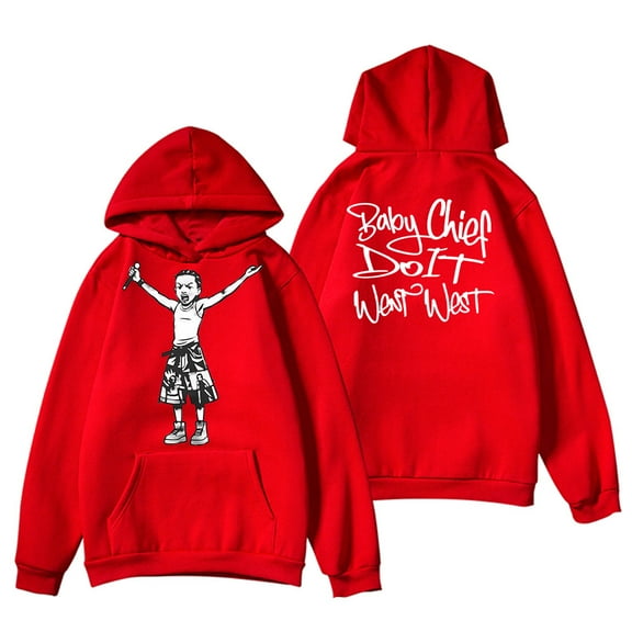 BabyChiefDoit WENT WEST Streetwear Hoodie Graphic Print Adjustable Drawstring Unisex Oversized Fit