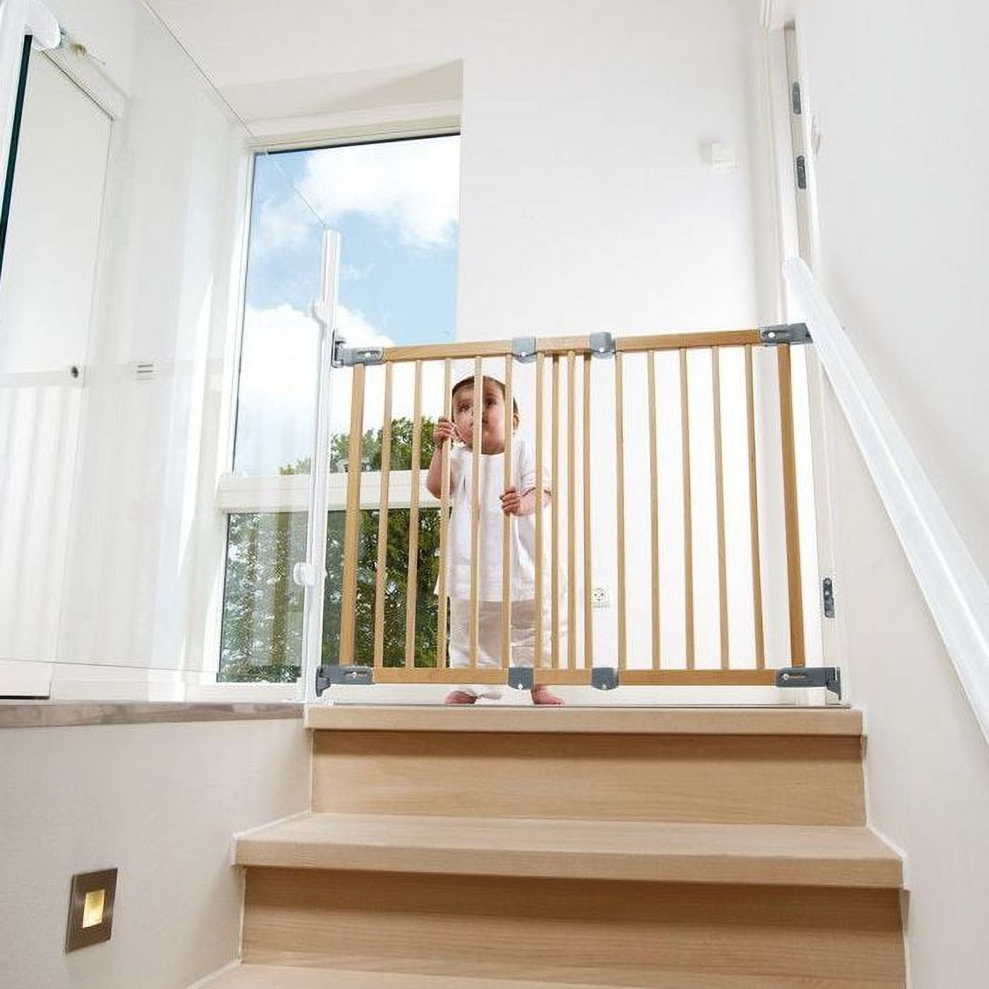 Beechwood and Metal Adjustable Stairway Safety Gate