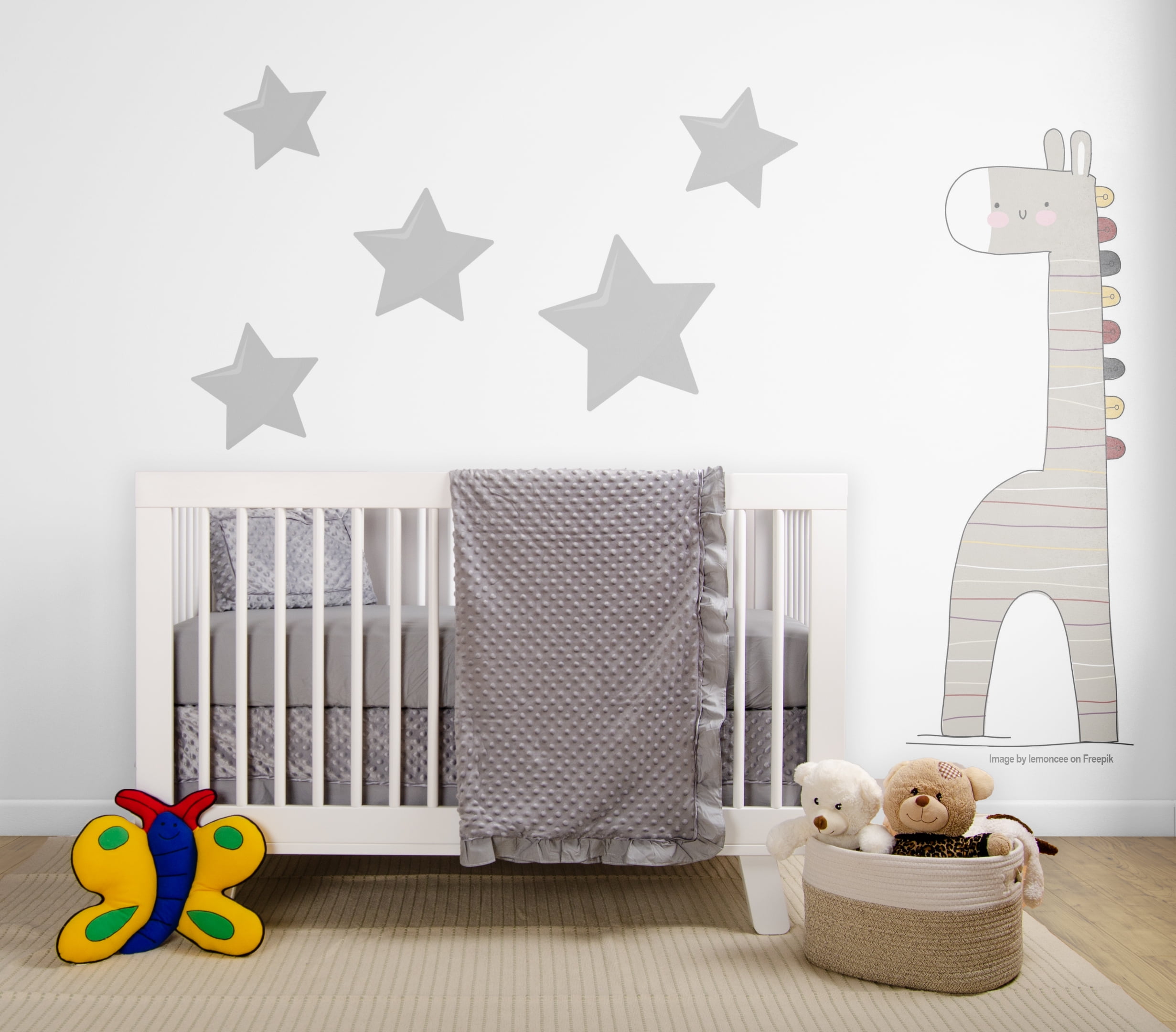 BabyFad Modern 9 Piece Gray Cotton Quilt Bedding Set, Crib