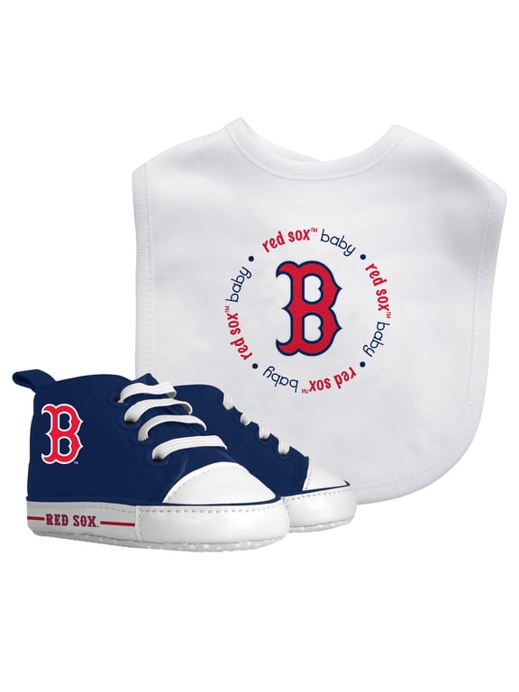 BabyFanatic 2 Piece Bib and Shoes - MLB Boston Red Sox - White Unisex Infant Apparel