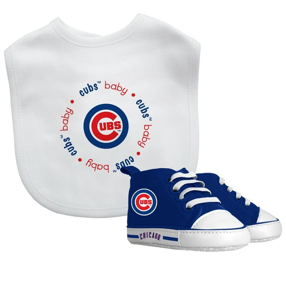 BabyFanatic 2 Piece Bib and Shoes - MLB Chicago Cubs - White Unisex Infant Apparel