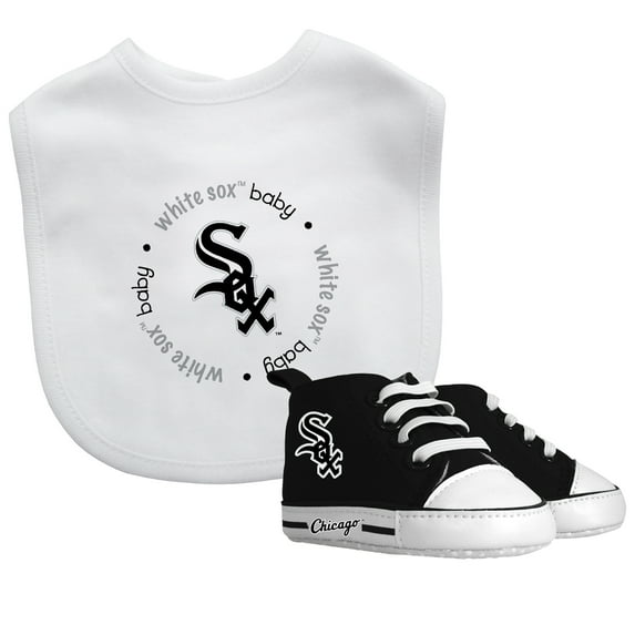 BabyFanatic 2 Piece Bib and Shoes - MLB Chicago White Sox - White Unisex Infant Apparel