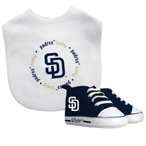 BabyFanatic 2 Piece Bib and Shoes - MLB San Diego Padres - White Unisex Infant Apparel