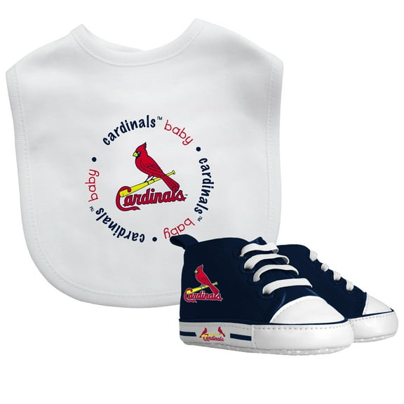 BabyFanatic 2 Piece Bib and Shoes - MLB St. Louis Cardinals - White Unisex Infant Apparel
