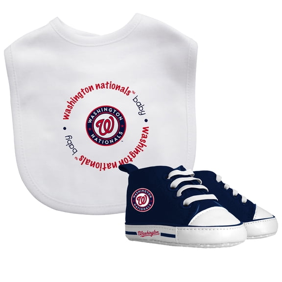 BabyFanatic 2 Piece Bib and Shoes - MLB Washington Nationals - White Unisex Infant Apparel