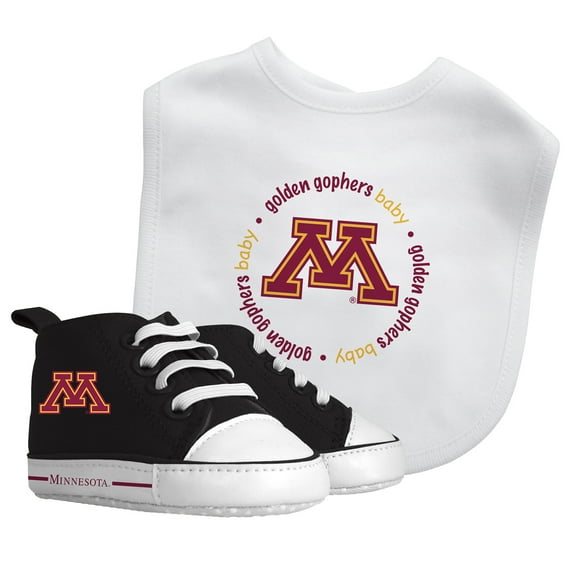 BabyFanatic 2 Piece Bib and Shoes - NCAA Minnesota Golden Gophers - White Unisex Infant Apparel