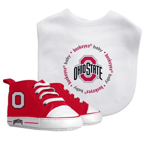 BabyFanatic 2 Piece Bib and Shoes - NCAA Ohio State Buckeyes - White Unisex Infant Apparel