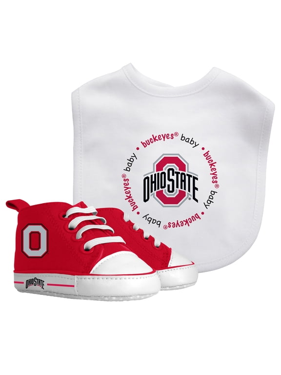 BabyFanatic 2 Piece Bib and Shoes - NCAA Ohio State Buckeyes - White Unisex Infant Apparel