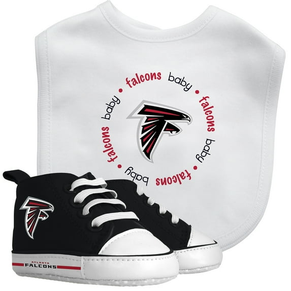 BabyFanatic 2 Piece Bib and Shoes - NFL Atlanta Falcons - White Unisex Infant Apparel