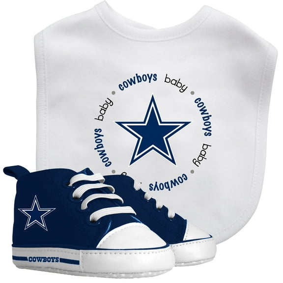 BabyFanatic 2 Piece Bib and Shoes - NFL Dallas Cowboys - White Unisex Infant Apparel