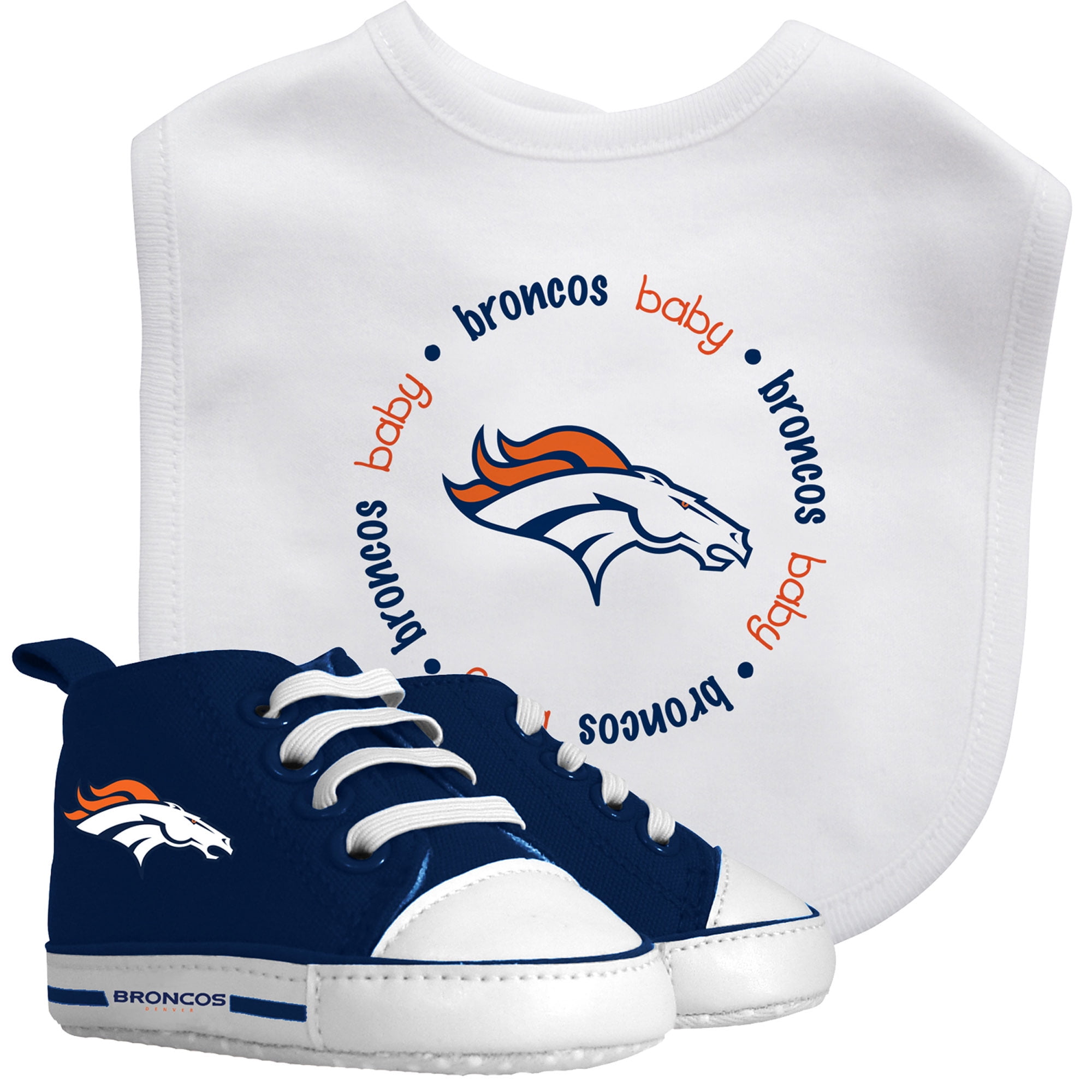 BabyFanatic 2 Piece Bib and Shoes - NFL Denver Broncos - White Unisex Infant Apparel