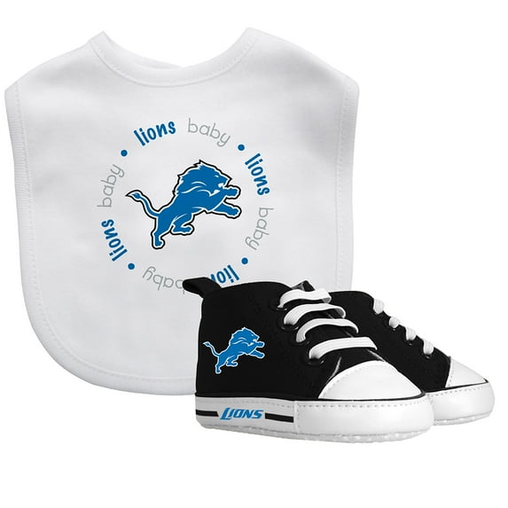 BabyFanatic 2 Piece Bib and Shoes - NFL Detroit Lions - White Unisex Infant Apparel