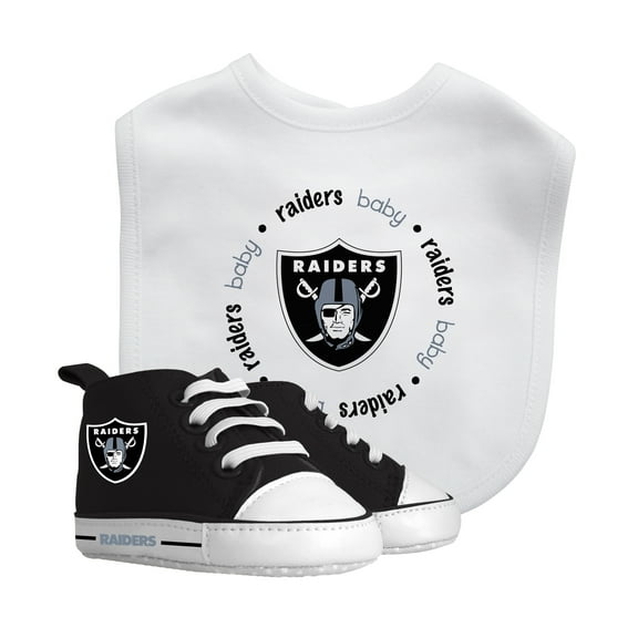 BabyFanatic 2 Piece Bib and Shoes - NFL Las Vegas Raiders - White Unisex Infant Apparel